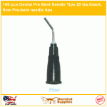 100 pcs Dental Pre Bent Needle Tips 20 Ga./black, flow Pre-bent needle tips